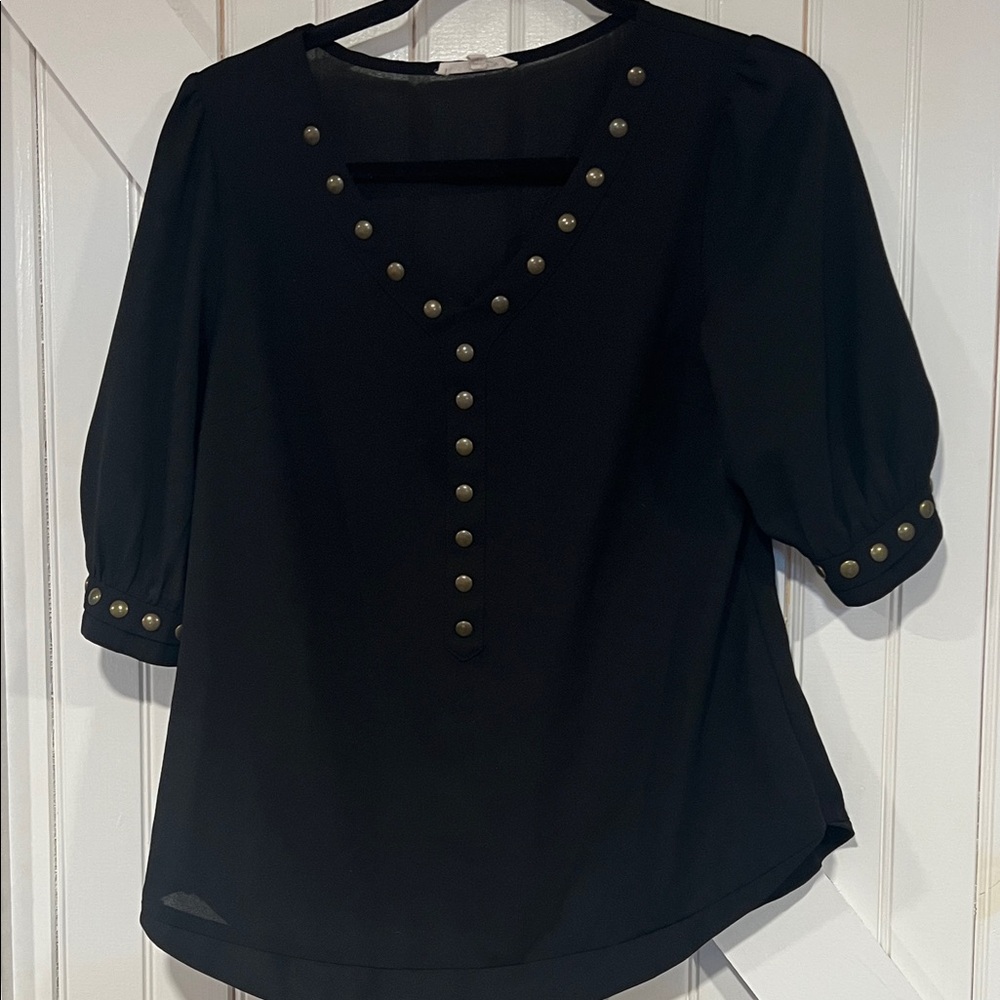 Black Studded Women's Top